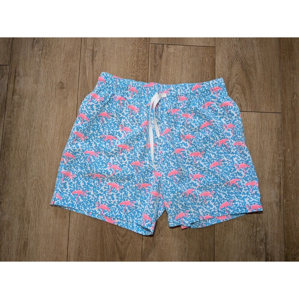 Chubbies Mens Blue Pink Flamingo Print Swim Trunks 5 Inch Inseam Medium M
